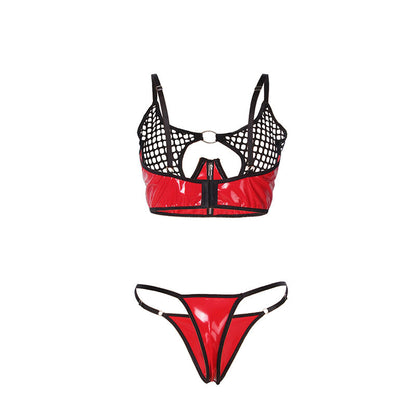 Subblime955533 Red Patent Leather Mesh Zipper Bra Set S/M | Niks.fi verkkokauppa