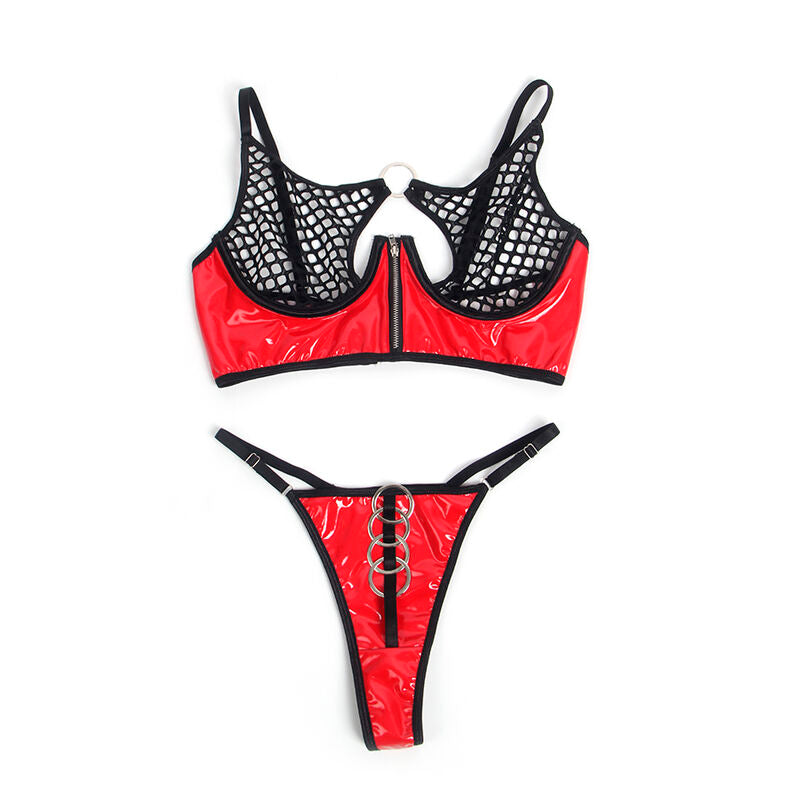 Subblime955540 Red Patent Leather Mesh Zipper Bra Set L/Xl | Niks.fi verkkokauppa