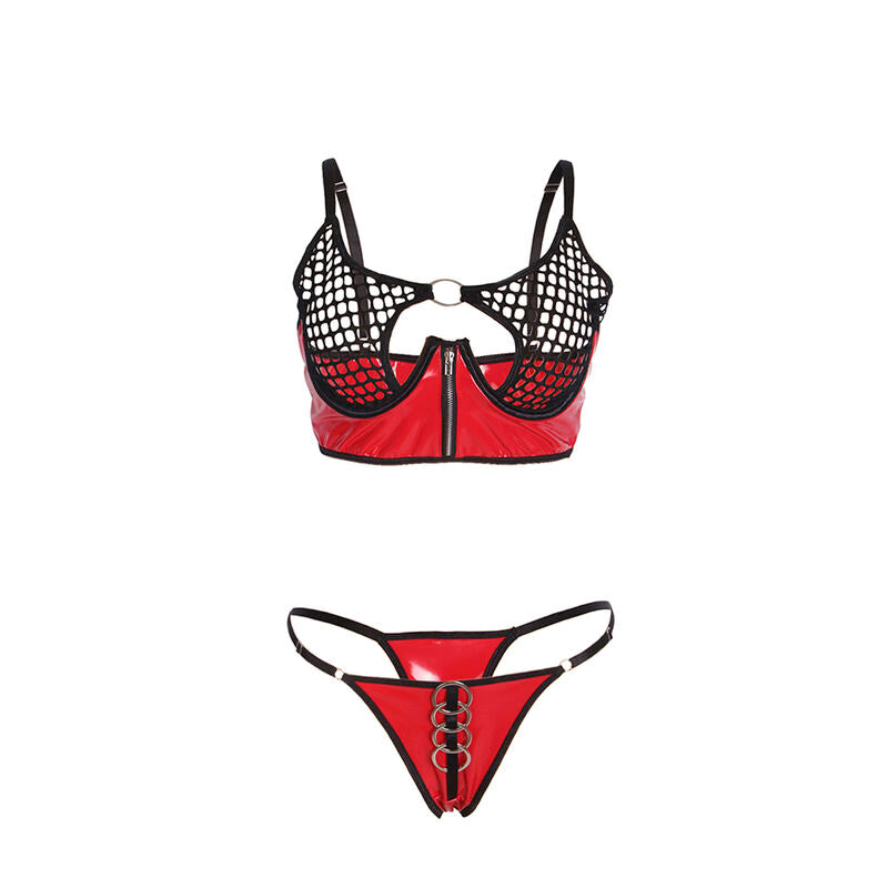 Subblime955540 Red Patent Leather Mesh Zipper Bra Set L/Xl | Niks.fi verkkokauppa