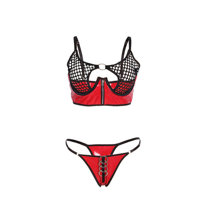 Subblime955540 Red Patent Leather Mesh Zipper Bra Set L/Xl | Niks.fi verkkokauppa