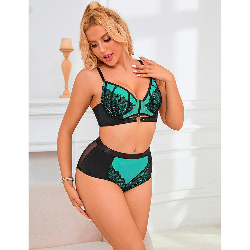 Subblime955557 Green Patent Leather Mesh Zipper Bra Set S/M | Niks.fi verkkokauppa