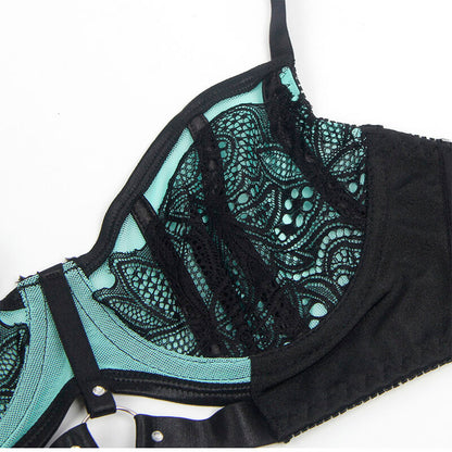 Subblime955557 Green Patent Leather Mesh Zipper Bra Set S/M | Niks.fi verkkokauppa
