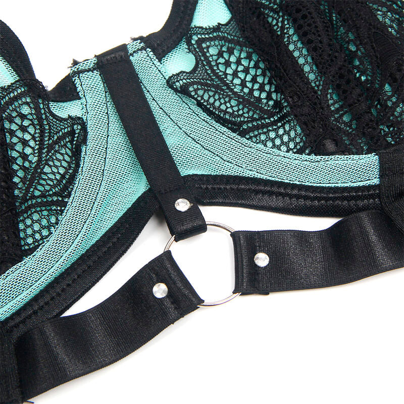 Subblime955557 Green Patent Leather Mesh Zipper Bra Set S/M | Niks.fi verkkokauppa
