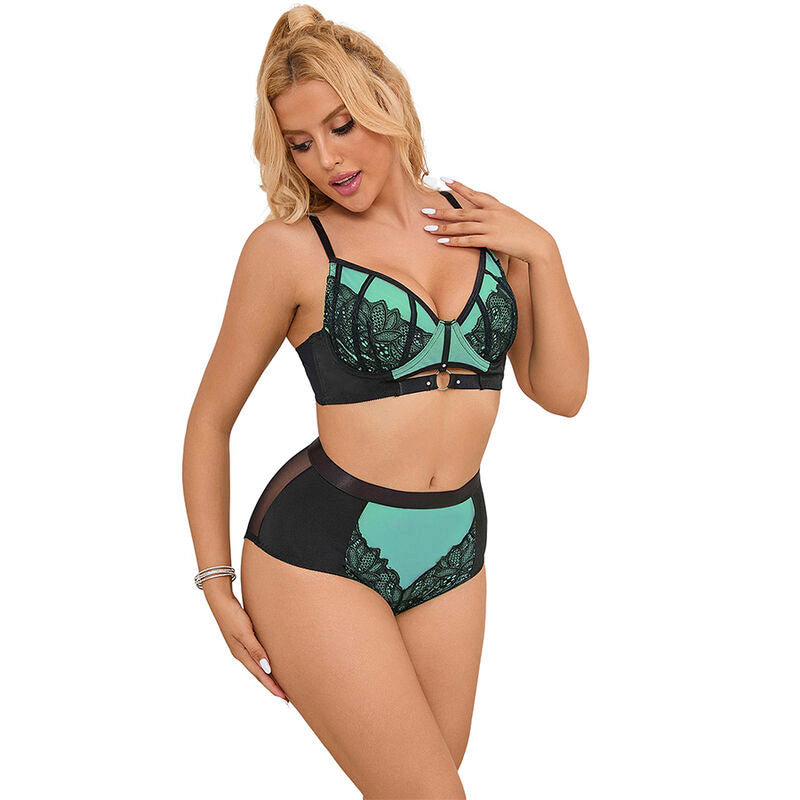 Subblime955557 Green Patent Leather Mesh Zipper Bra Set S/M | Niks.fi verkkokauppa