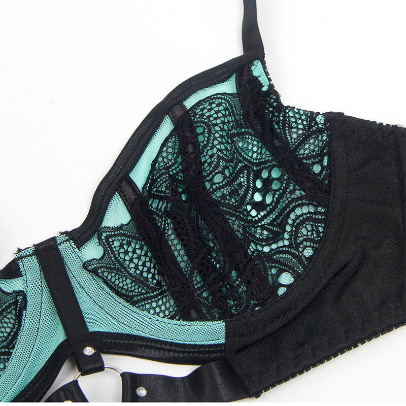 Subblime955564 Green Patent Leather Mesh Zipper Bra Set L/Xl | Niks.fi verkkokauppa