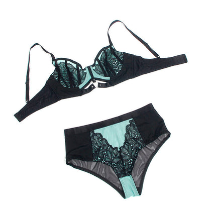 Subblime955557 Green Patent Leather Mesh Zipper Bra Set S/M | Niks.fi verkkokauppa