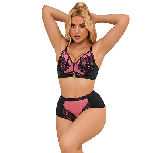 Subblime955571 Pink Patent Leather Mesh Zipper Bra Set S/M | Niks.fi verkkokauppa