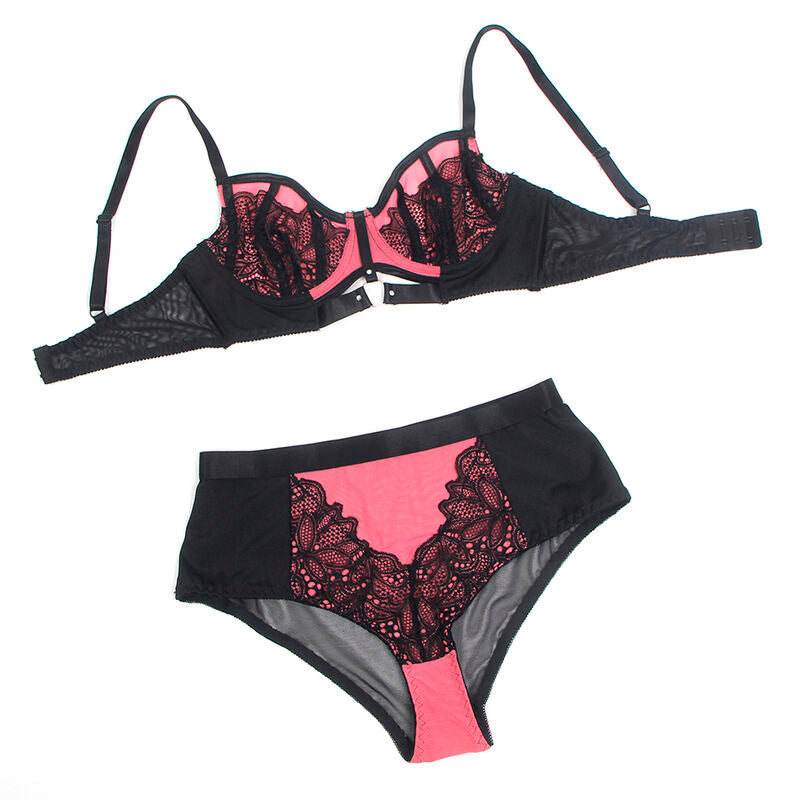 Subblime955571 Pink Patent Leather Mesh Zipper Bra Set S/M | Niks.fi verkkokauppa