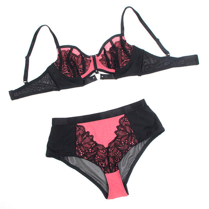 Subblime955571 Pink Patent Leather Mesh Zipper Bra Set S/M | Niks.fi verkkokauppa