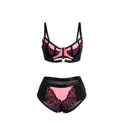 Subblime955588 Pink Patent Leather Mesh Zipper Bra Set L/Xl | Niks.fi verkkokauppa