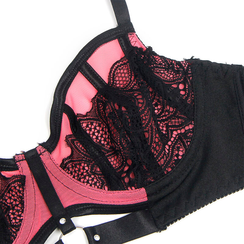 Subblime955588 Pink Patent Leather Mesh Zipper Bra Set L/Xl | Niks.fi verkkokauppa