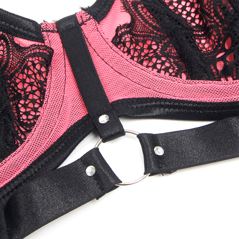 Subblime955588 Pink Patent Leather Mesh Zipper Bra Set L/Xl | Niks.fi verkkokauppa