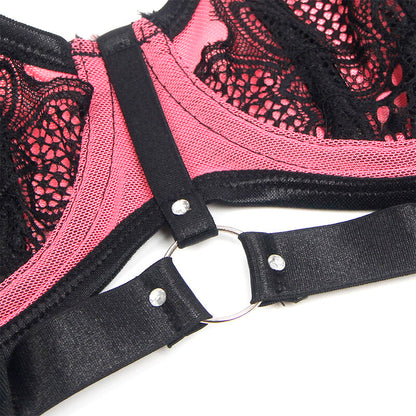 Subblime955588 Pink Patent Leather Mesh Zipper Bra Set L/Xl | Niks.fi verkkokauppa