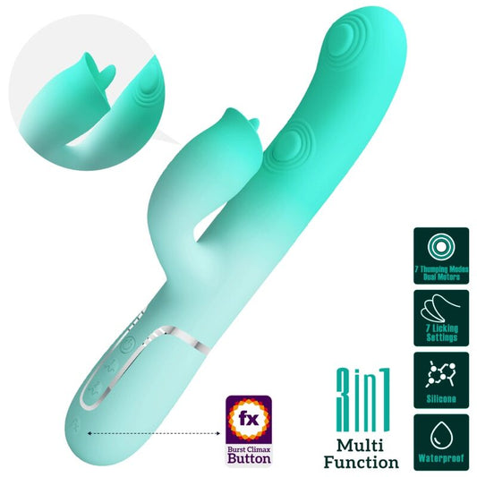 Pretty Lovegigi Multifunction Rabbit Vibrator Aqua Green | Niks.fi verkkokauppa