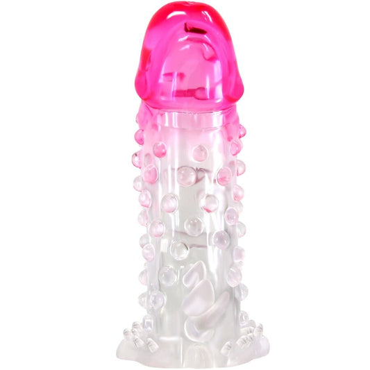 Wilford Realistic Enlargement Sheath With Embossed Penis Pink | Niks.fi verkkokauppa