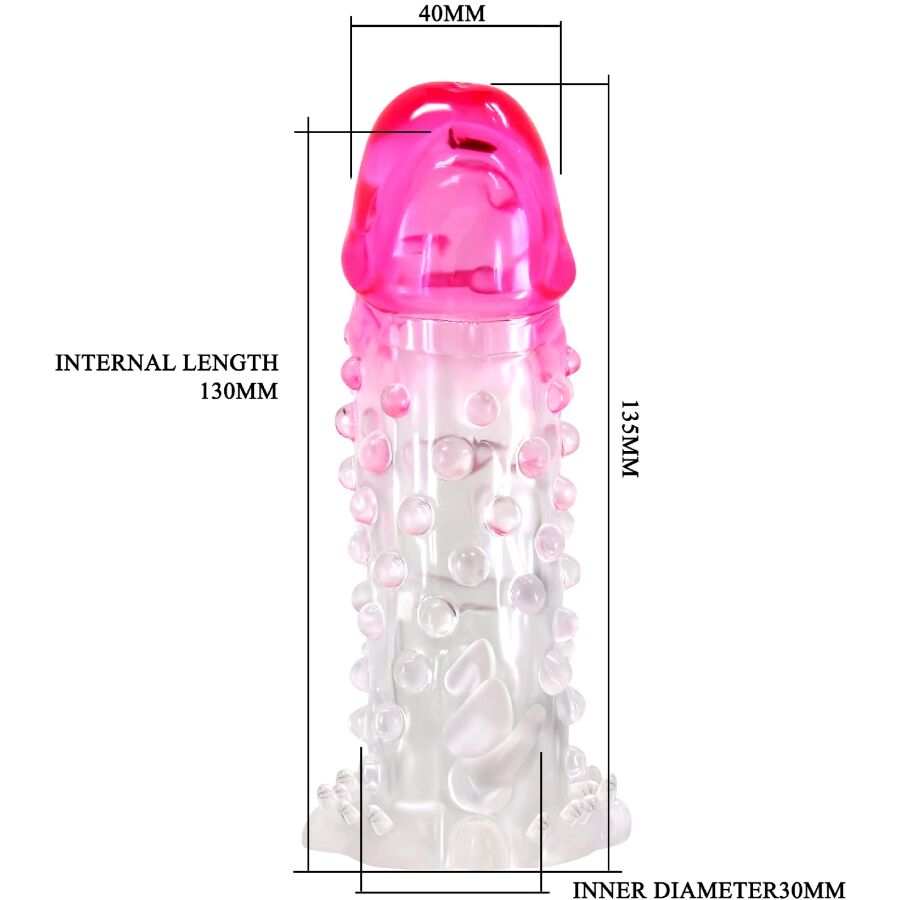 Wilford Realistic Enlargement Sheath With Embossed Penis Pink | Niks.fi verkkokauppa