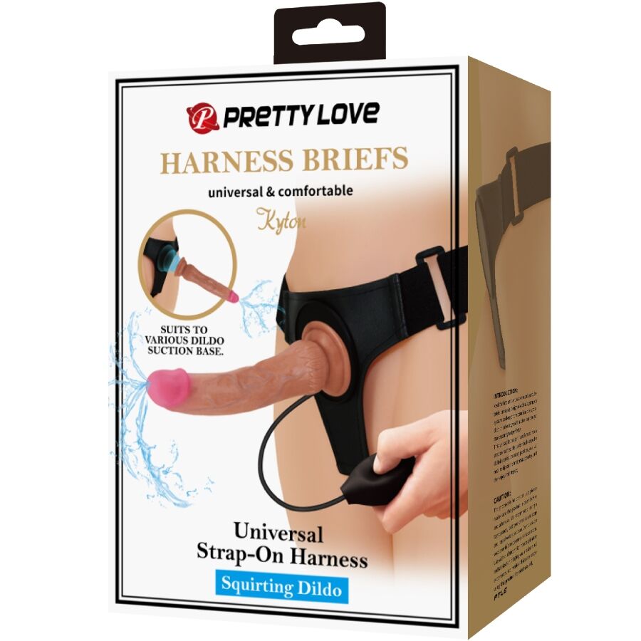 Kyton Universal Harness Briefs With Squirting Dildo 19 Cm Mulato | Niks.fi verkkokauppa