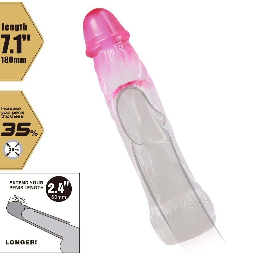 Neron Realistic 6 Cm Enlargement Sheath For Penis Pink | Niks.fi verkkokauppa