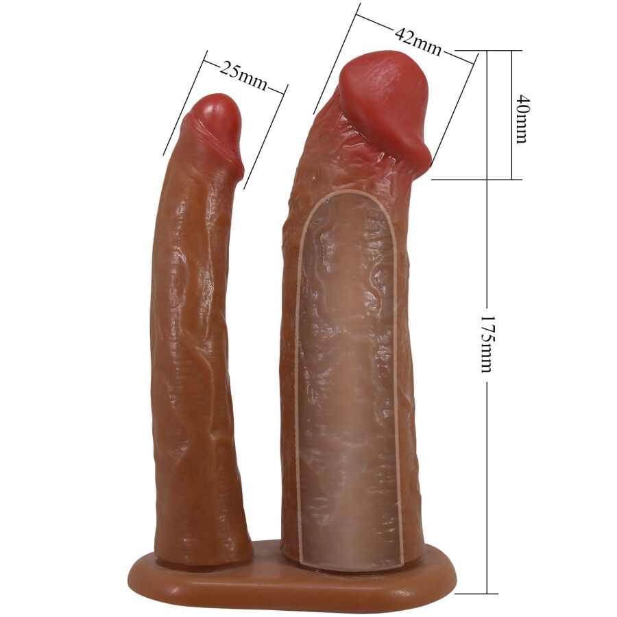 Yairon Double Penis Sleeve With 4 Cm Extension Mulatto | Niks.fi verkkokauppa