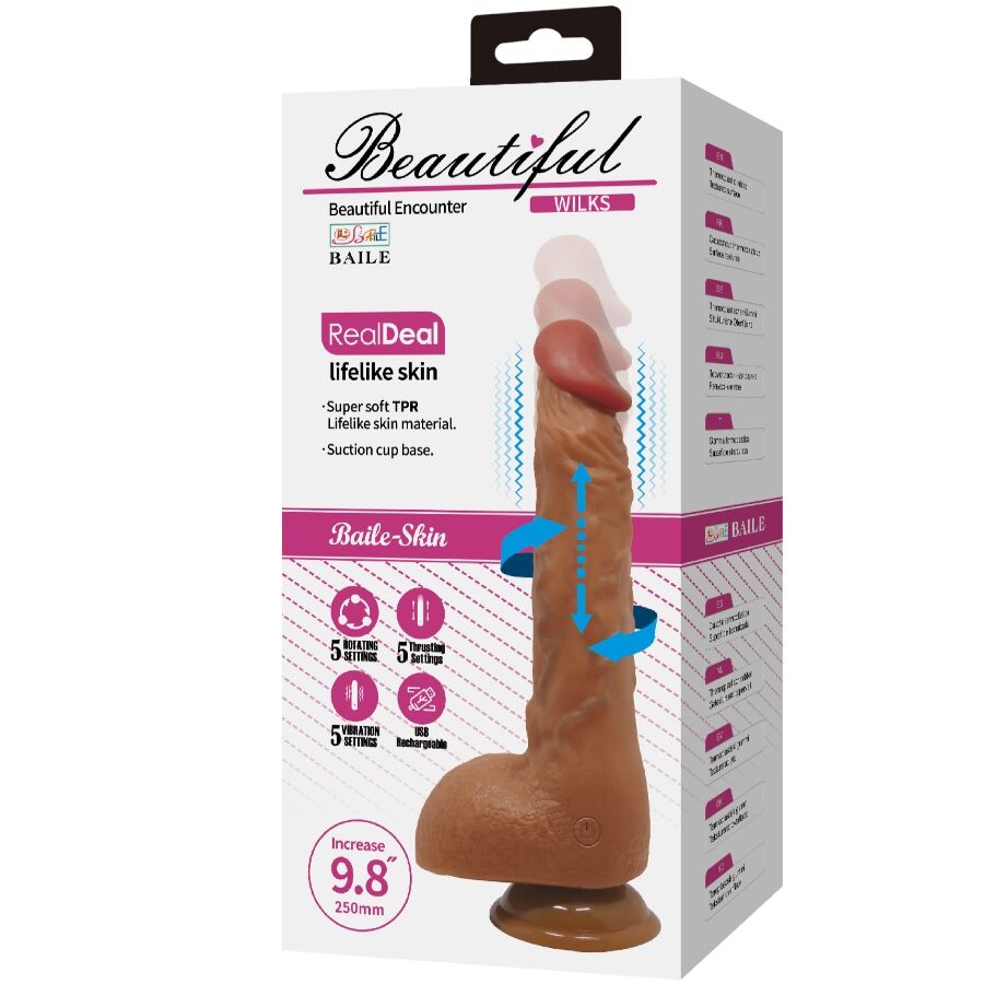 Beautiful Wilks 5 Setting Realistic Vibrator 25 Cm Mulato | Niks.fi verkkokauppa