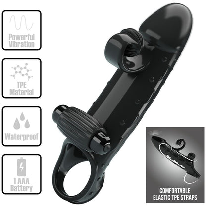 Vibrating Penis Sleeve Black | Niks.fi verkkokauppa