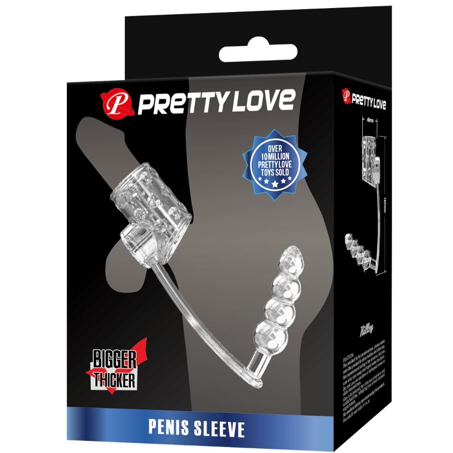 Pretty Lovepenis Sleeve With Anal Plug Transparent | Niks.fi verkkokauppa