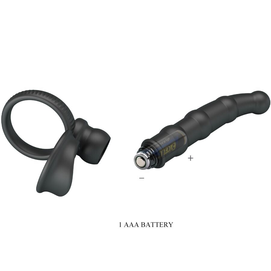 Tatum Vibrating Penis Ring With Plug 10 Vibrations Black | Niks.fi verkkokauppa