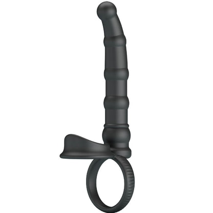 Tatum Vibrating Penis Ring With Plug 10 Vibrations Black | Niks.fi verkkokauppa