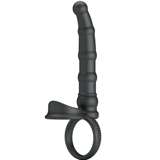 Tatum Vibrating Penis Ring With Plug 10 Vibrations Black | Niks.fi verkkokauppa