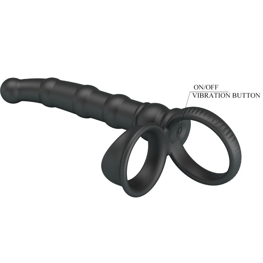 Tatum Vibrating Penis Ring With Plug 10 Vibrations Black | Niks.fi verkkokauppa