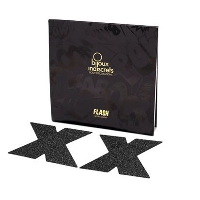 Bijoux Indiscrets Flash Cross Black Nipple Caps | Niks.fi verkkokauppa