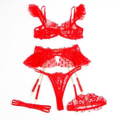 Subblime957506 Lace Bra And Garter Set Red S/M | Niks.fi verkkokauppa