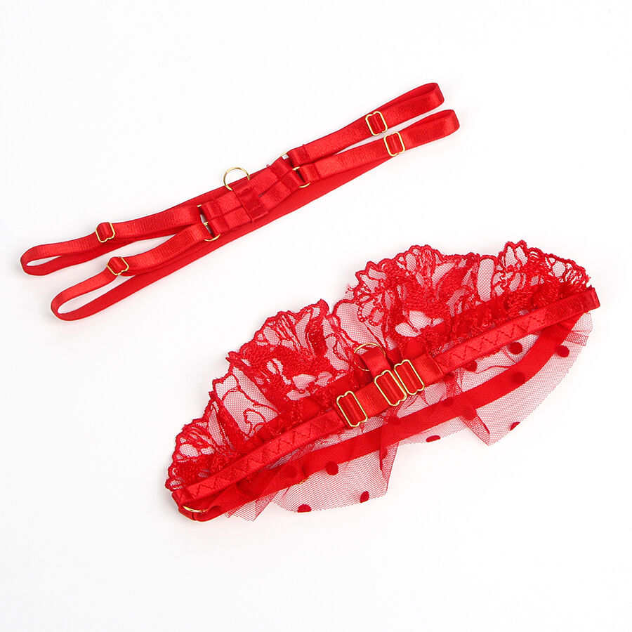 Subblime957506 Lace Bra And Garter Set Red S/M | Niks.fi verkkokauppa