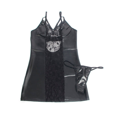 Subblime957520 Leather Dress With Floral Lace Black S/M | Niks.fi verkkokauppa