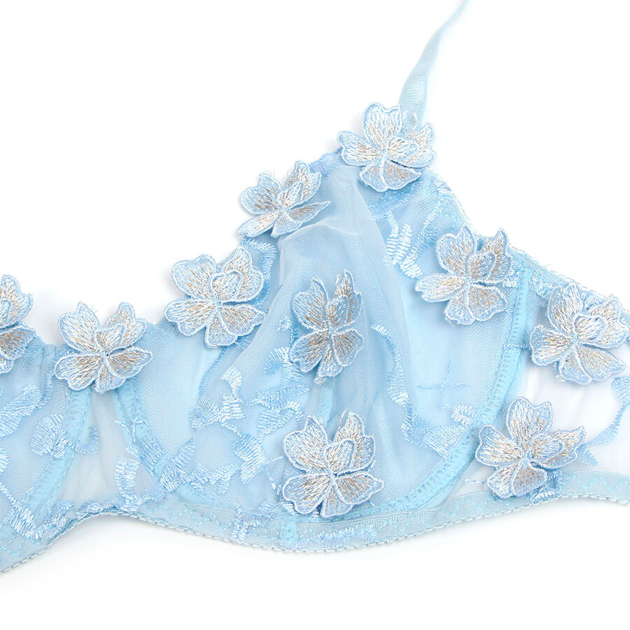 Subblime957636 Flower Embroidered Bra And Panties Set Sky Blue L/Xl | Niks.fi verkkokauppa