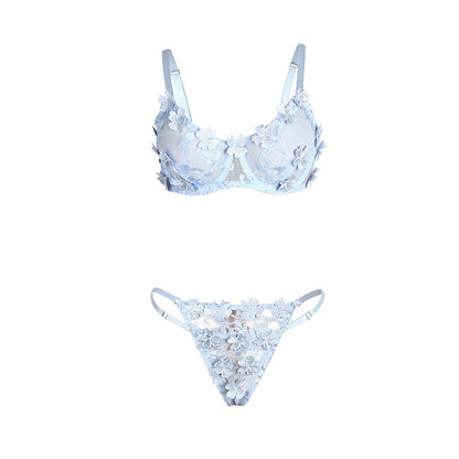 Subblime957636 Flower Embroidered Bra And Panties Set Sky Blue L/Xl | Niks.fi verkkokauppa