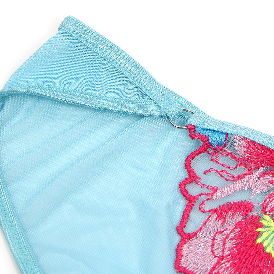Subblime957650 Flower Embroidered Bra And Garter Belt Set Pink L/Xl | Niks.fi verkkokauppa