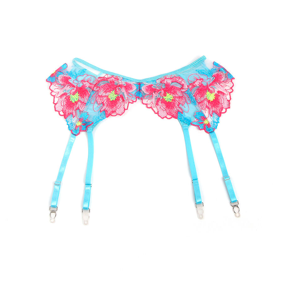 Subblime957650 Flower Embroidered Bra And Garter Belt Set Pink L/Xl | Niks.fi verkkokauppa