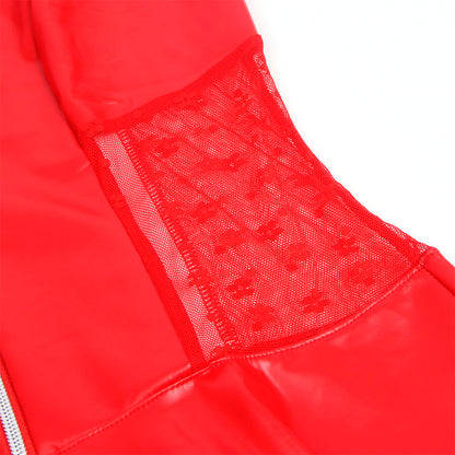 Subblime957728 Lace Zipper Leather Dress Red S/M | Niks.fi verkkokauppa