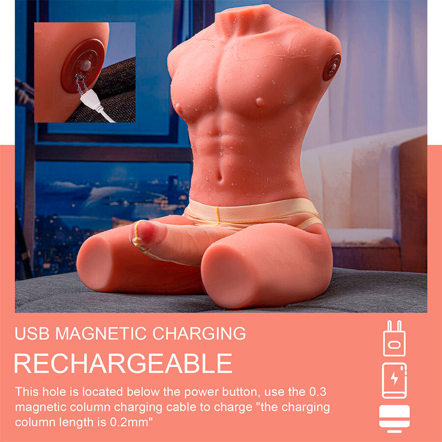 Jason Half Body Realistic Male Torso With Thrusting And Vibration 55 Cm | Niks.fi verkkokauppa