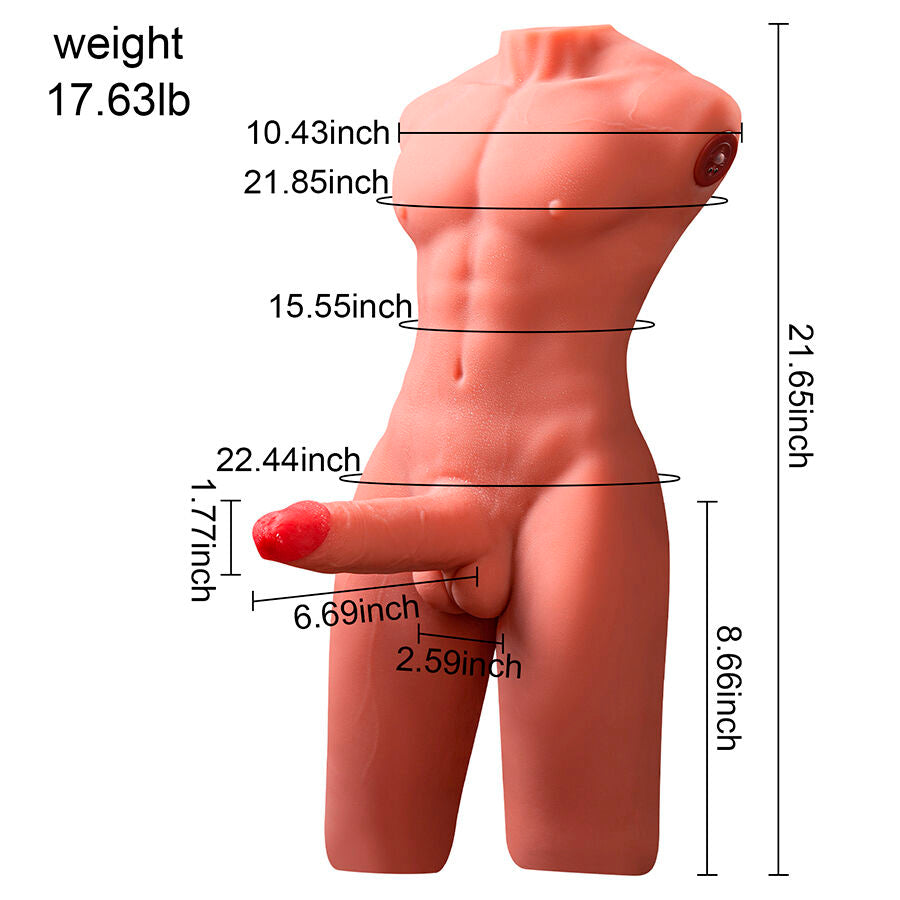 Jason Half Body Realistic Male Torso With Thrusting And Vibration 55 Cm | Niks.fi verkkokauppa
