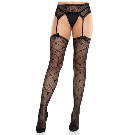 Leg Avenueheart Stockings With Garters Black | Niks.fi verkkokauppa