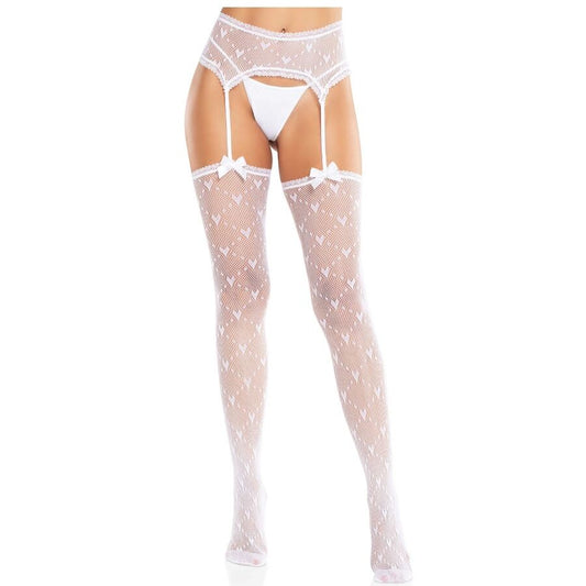 Leg Avenueheart Stockings With Garters White | Niks.fi verkkokauppa