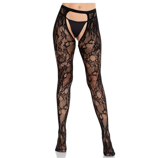 Leg Avenuerose Lace Stockings With Open Back Black | Niks.fi verkkokauppa