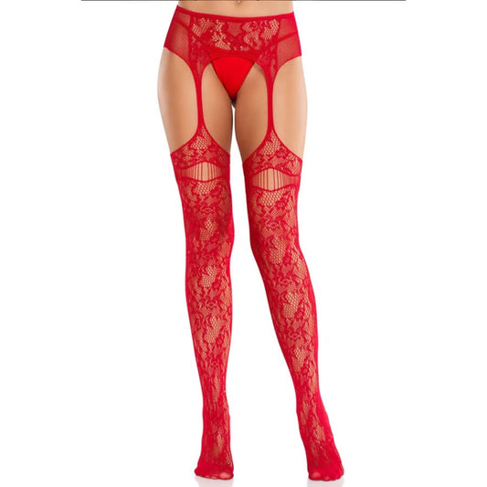 Leg Avenuelace Stockings With Garters Red | Niks.fi verkkokauppa