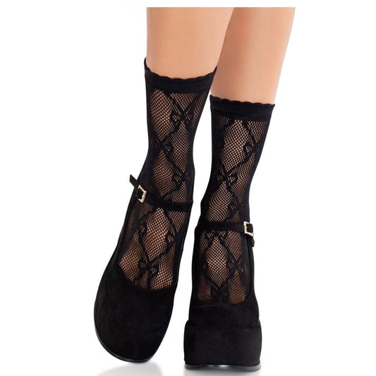 Leg Avenueblack Lace Bow Lace Socks | Niks.fi verkkokauppa