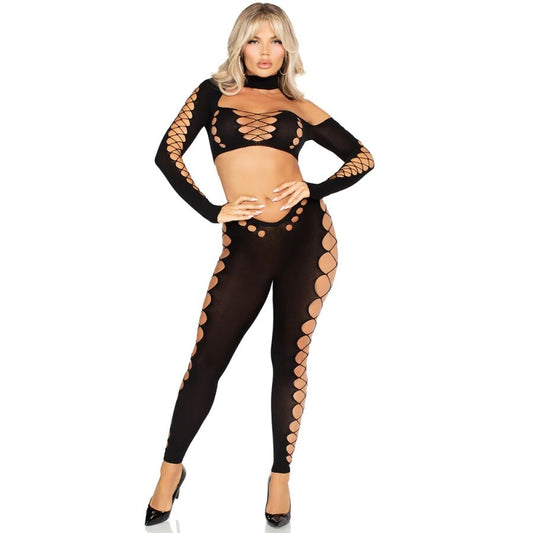 Leg Avenuecrop Top And Leggings Cut-Out Seamless Black | Niks.fi verkkokauppa