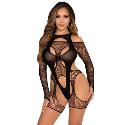 Leg Avenuefishnet Bodystocking With Garter Belt And Harness Black | Niks.fi verkkokauppa