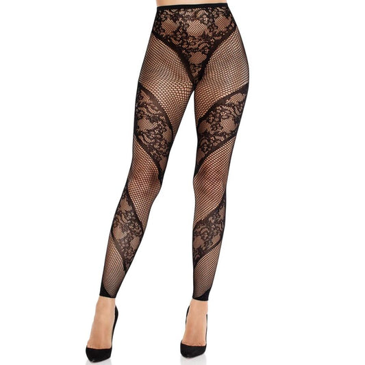 Leg Avenuelace And Sheer Footless Tights Black | Niks.fi verkkokauppa