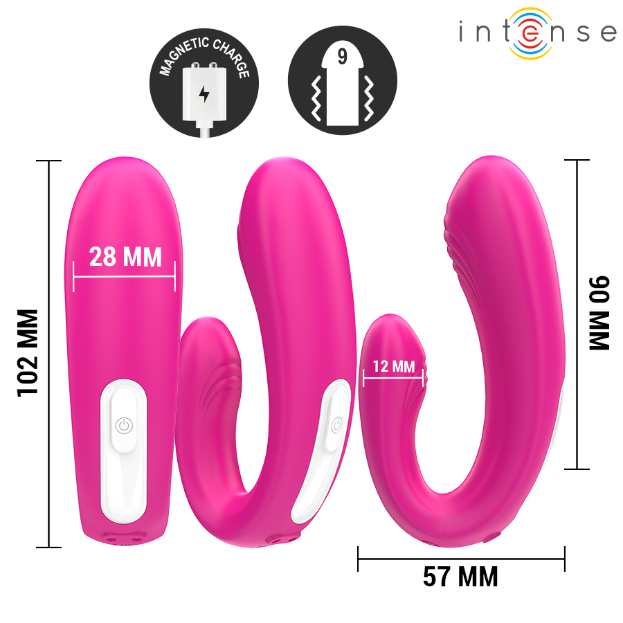 Intense Janet U-muotoinen kaksoiskiihotin kaukosäätimellä - pinkki